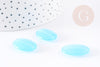Perle ovale verre turquoise 25mm,perle verre lisse vintage création bijoux x2 (G9068)