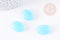Perle ovale verre turquoise 25mm,perle verre lisse vintage création bijoux x2 (G9068)