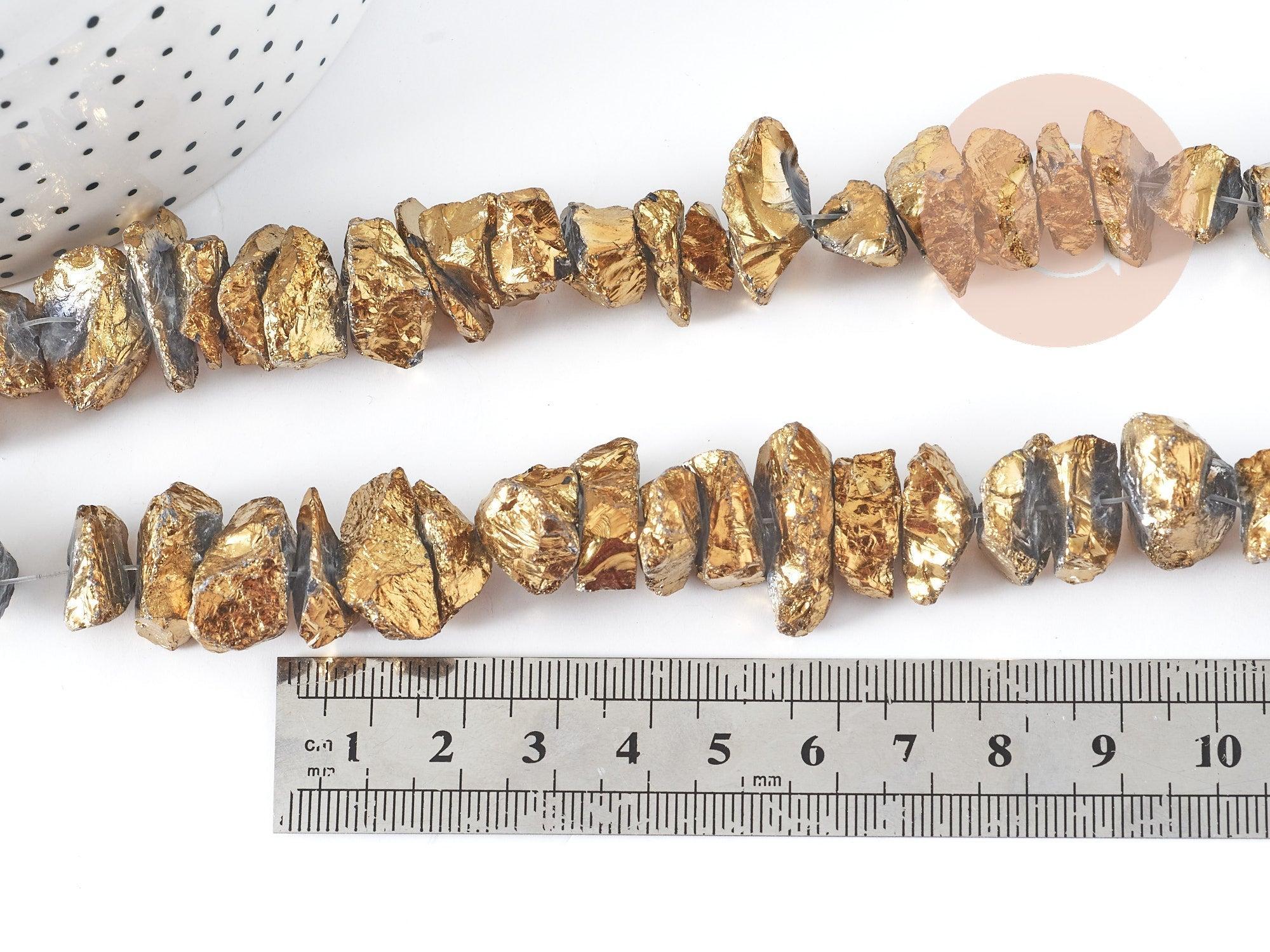 Perle pépite quartz doré 10~24.5mm, x1 fil de 38cm (G8974)