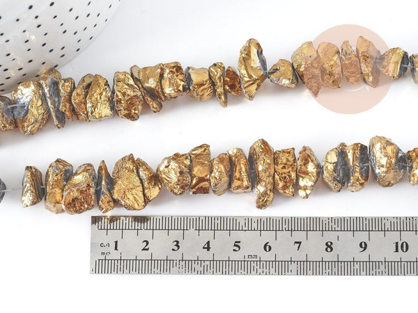 Perle pépite quartz doré 10~24.5mm, x1 fil de 38cm (G8974)