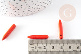 Perle pointe howlite orange, howlite naturelle,perle orange, perle pierre, fil de 90 x1 (G0566)