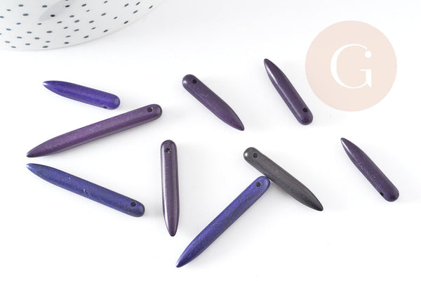 Perle pointe howlite violette, howlite naturelle, perle violette, perle pierre, x10 perles ou x1 fil de 80 (G1495)