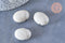 Perle porcelaine blanche ovale irisé 23.5mm, fournitures pour création de bijoux en céramique et porcelaine, x10 (G3313)