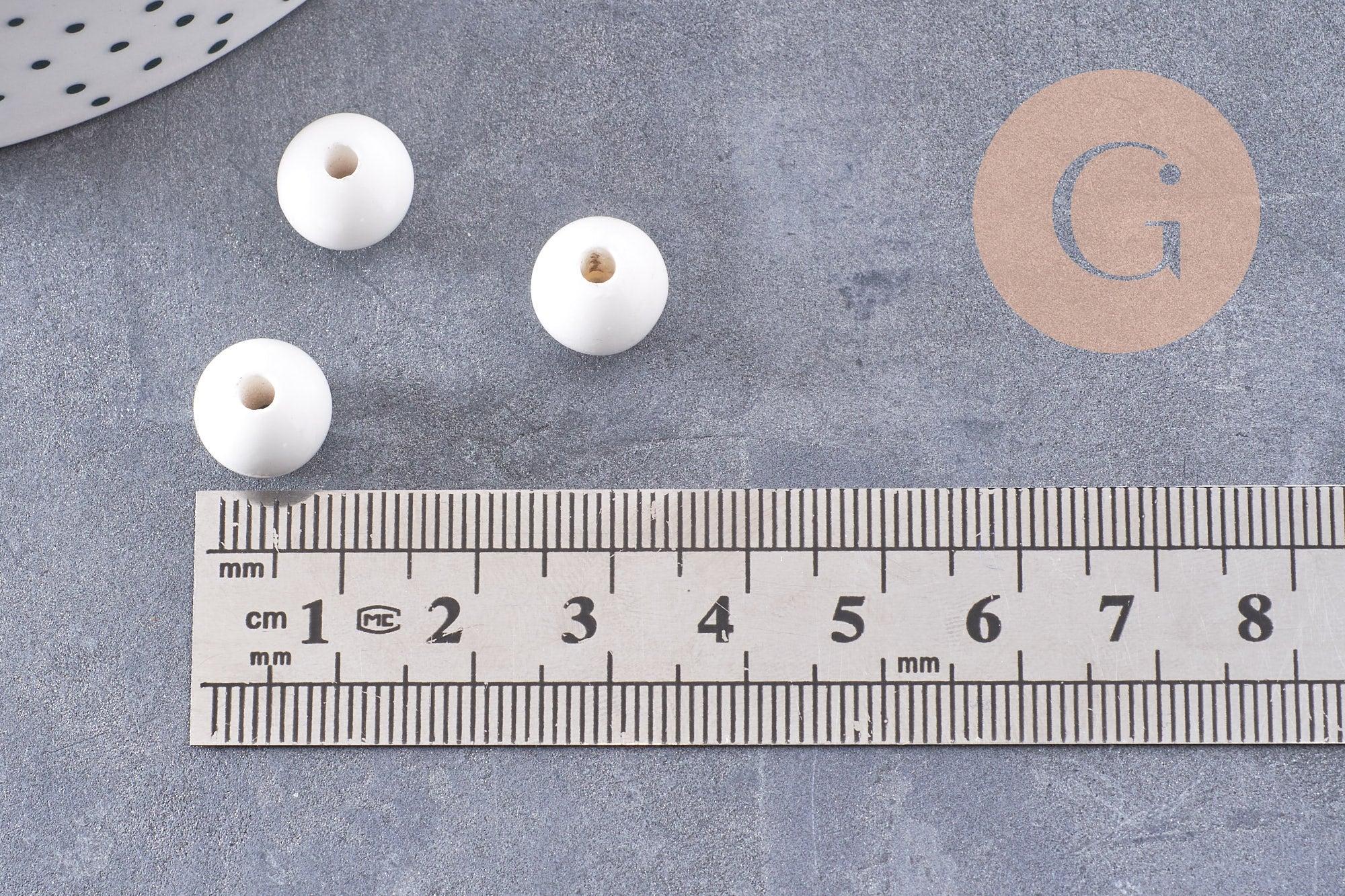 Perle porcelaine blanche, perle lisse céramique, céramique blanche, 10mm, x10 (G5383)