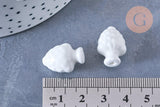 Perle porcelaine blanche pomme de pin,perle céramique, céramique blanche, 19mm, x10 (G3308)