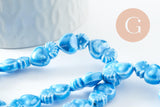 Perle porcelaine coeur bleu clair irisé 16mm, x24 (G9798)