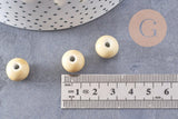 Perle porcelaine jaune pâle, perle céramique, perle ronde, 1.5cm, x5 (G2300)