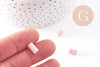Perle porcelaine rose, perle céramique, porcelaine rose clair,perle tube, création bijoux,10mm, x5 G2542