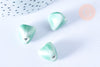 Perle porcelaine triangle verte 15mm, x10 (G5389)