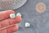 Perle porcelaine verte coeur, perle céramique géométrique pour fabrication bijoux en céramique verte,11.5mm x10 (G3785)