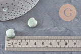 Perle porcelaine verte coeur, perle céramique géométrique pour fabrication bijoux en céramique verte,11.5mm x10 (G3785)