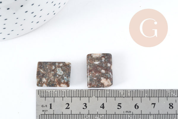 Perle rectangle Lakelandite marron naturelle 20x15mm, x5 (G8271)