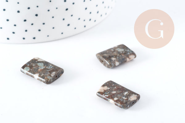 Perle rectangle Lakelandite marron naturelle 20x15mm, x5 (G8271)