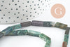 Perle rectangle agate indienne naturelle vert 13mm, x1 fil de 30cm (G9709)