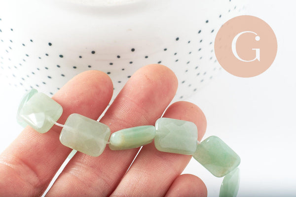 Perle rectangle aventurine naturelle, x1 fil de 21cm (G9711)