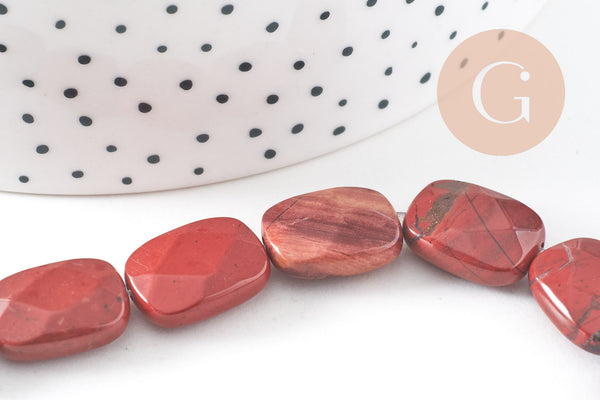 Perle rectangle jaspe rouge naturelle 12mm, fil de 21cm x1 (G4432)