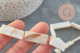 Perle rectangle nacre blanche naturelle 28mm,x1 fil de 25cm (G0652)
