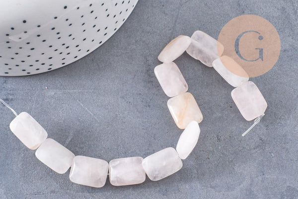 Perle rectangle quartz rose naturelle 16mm, x1 fil de 21cm (G2132)