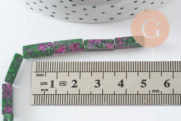 Perle rectangle rubis zoisite, perle zoisite,pierre naturelle,zoisite naturelle,perle pierre,13mm,fil de 40cm x1 (G1798)