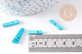 Perle rectangulaire howlite turquoise, howlite naturelle, perle turquoise, perle pierre, x10 (G2029)