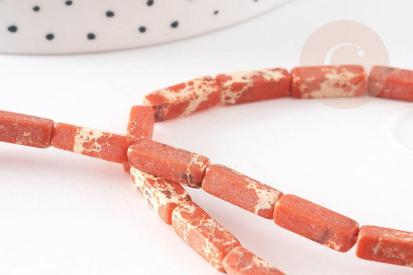 Perle rectangulaire regalite orange, pierre naturelle, perles jaspe, 12mm, fil de 40cm, x1 (G1108)