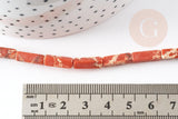 Perle rectangulaire regalite orange, pierre naturelle, perles jaspe, 12mm, fil de 40cm, x1 (G1108)