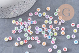 Perle ronde Lettre Alphabet plastique blanc lettre colorée, x 10Gr (G4091)