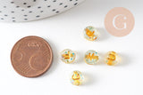 Perle ronde Lettre Alphabet plastique paillettes doré, x10Gr (G1968)