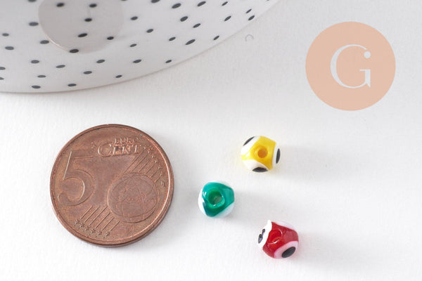 Perle ronde Mauvais Oeil multicolore 6mm, x10 (G5391)