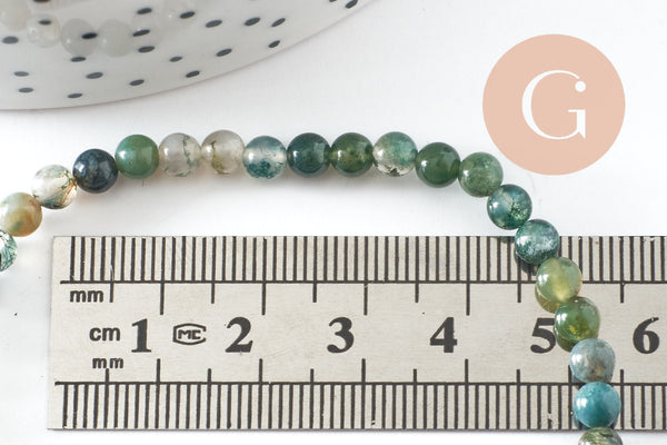 Perle ronde agate mousse, perle agate,pierre naturelle,agate naturelle,perle pierre,4mm,fil de 90 perles, x1 (G2587)