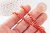 Perle ronde agate naturelle orange brique facettée 4mm, x1 fil de 90 perles(G2429)
