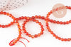 Perle ronde agate naturelle orange brique facettée 4mm, x1 fil de 90 perles(G2429)