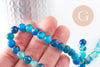 Perle ronde agate rayée bleu turquoise 8mm, x1 fil de 38cm (G3879)