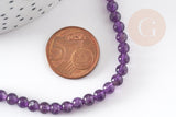Perle ronde amethyste violette naturelle 4mm, x1 fil 20cm (G5365)