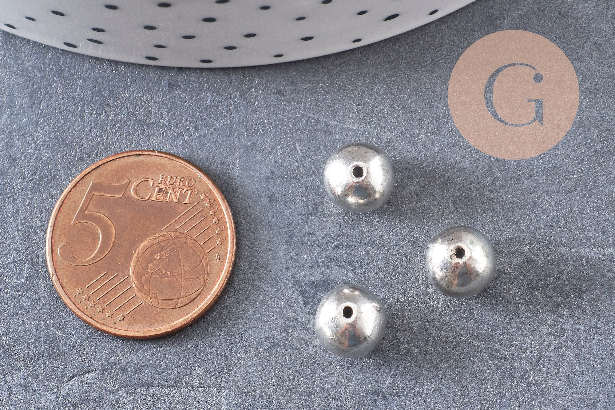Perle ronde argent tibétain vieilli 8mm, x10 (G0084)