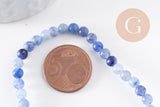 Perle ronde aventurine bleue naturelle 4mm, x1 fil de 38cm (G3623)