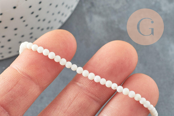 Perle ronde bambou de mer blanc,perle imitation corail pour fabrication bijoux en bambou de mer naturel,le fil de 40cm ,3mm, x1 G4153