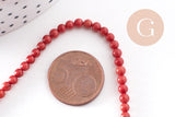 Perle ronde bambou de mer rouge, perle imitation corail en bambou de mer naturel, le fil de 47cm,3mm, x1 (G3887)