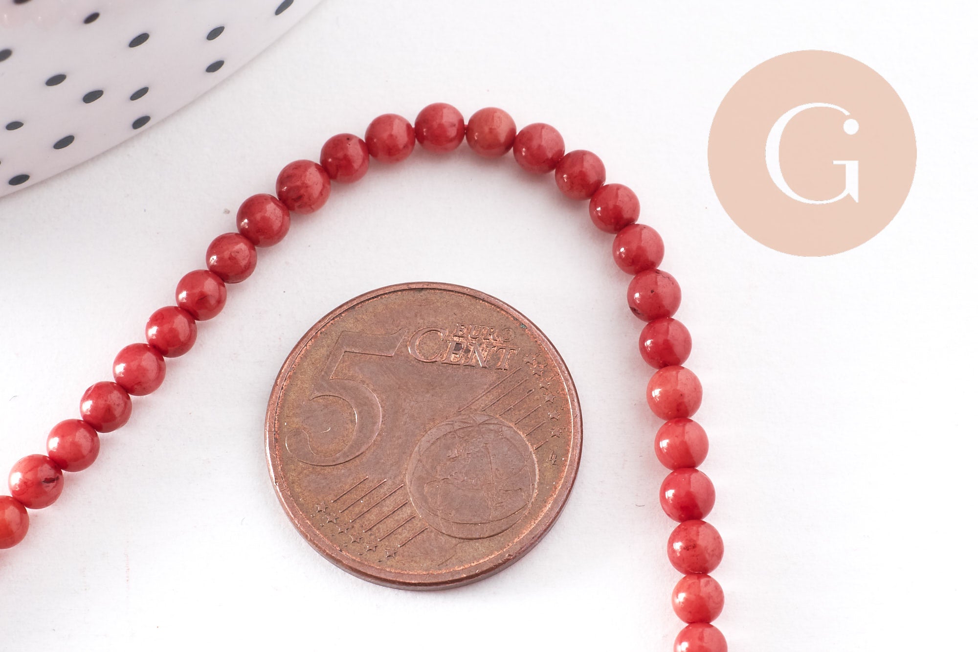 Perle ronde bambou de mer rouge, perle imitation corail en bambou de mer naturel, le fil de 47cm,3mm, x1 (G3887)
