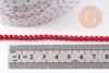 Perle ronde corail naturel teinté rouge 4mm, perles coquillage, x1 fil de 39cm(G0694)