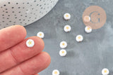Perle ronde étoile dorée plastique blanc 7mm, x 10Gr (G3285)
