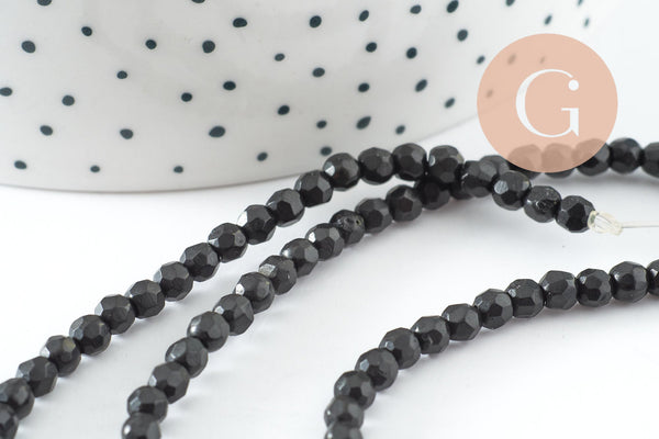 Perle ronde howlite facettée, perle howlite,pierre naturelle,howlite naturelle,perle pierre,4mm,fil de 90 perles, X1 (G4668)