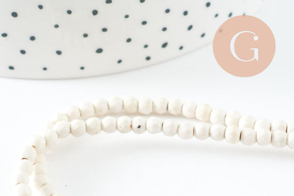 Perle ronde howlite facettée, perle howlite,pierre naturelle,howlite naturelle,perle pierre,4mm,fil de 90 perles, X1 (G4668)