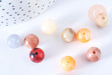 Perle ronde imitation gemme plastique multicolore 12mm, perle plastique coloré, couleurs mélangées,x 10 perles G6403