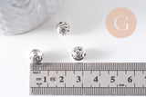 Perle ronde intercalaire zamac argent gravé 8mm, x10 (G10304)