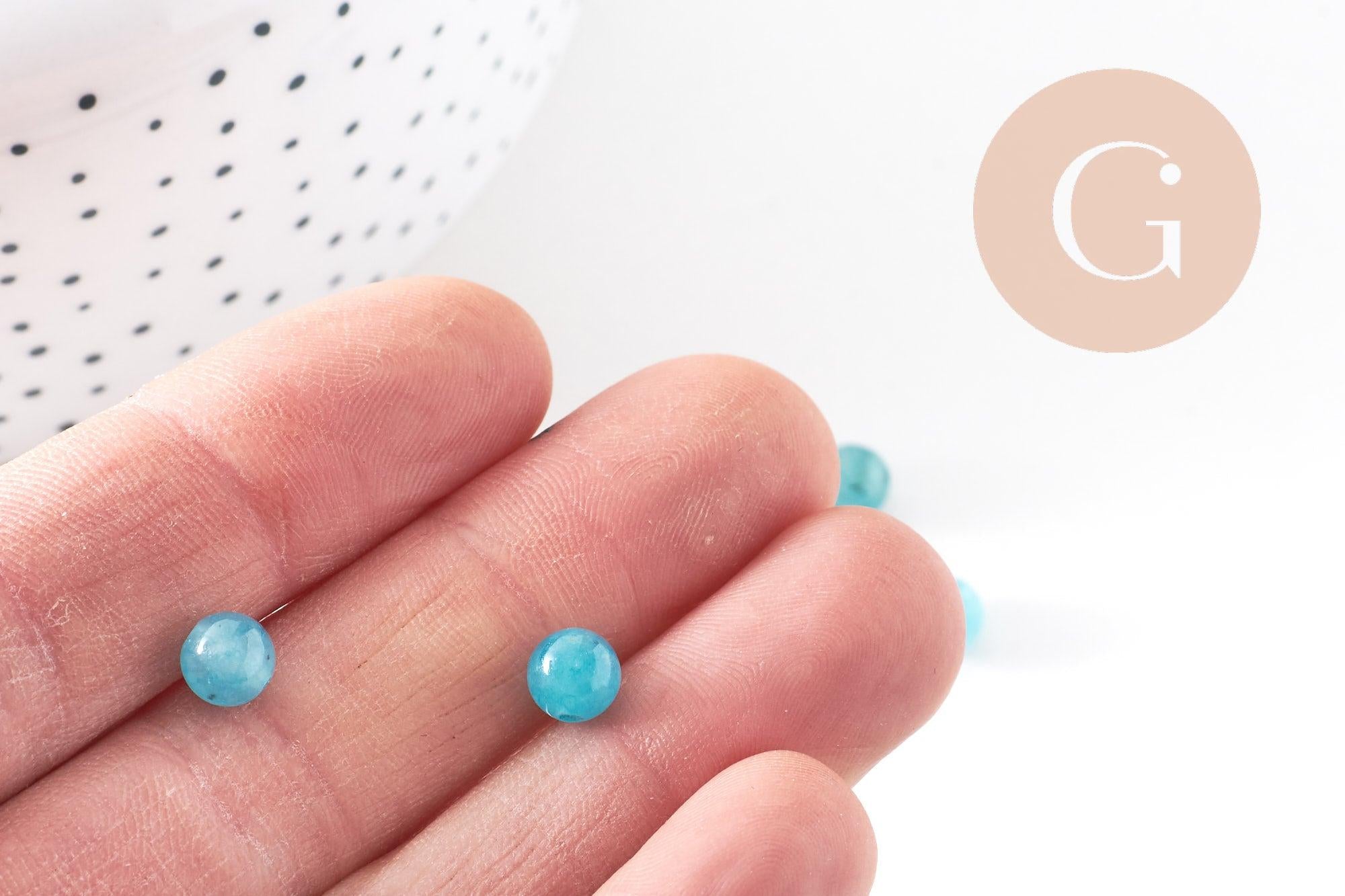 Perle ronde jade naturel bleu ciel 6mm, x10 (G0884)