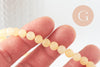 Perle ronde jade naturel jaune clair 6mm, x1 fil de 19cm (G2085)