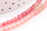 Perle ronde jade naturel rose facette 4mm, x1 fil de 38 cm (G2335)