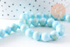Perle ronde jade naturel turquoise et or 8mm, x1 fil de 40cm (G5211)