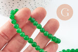 Perle ronde jade naturel vert teinté 6mm, x1 fil de 38cm (G4410)